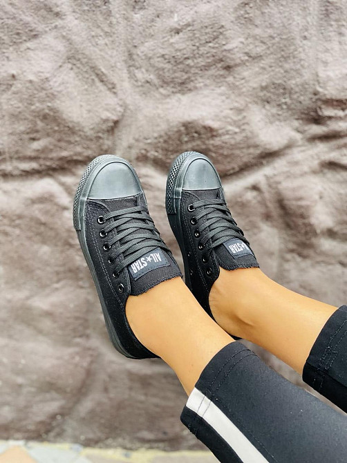 Кеды женские B1714-3 черные тканевые демисезонные размер 35 (2435) Коломия - фото 1