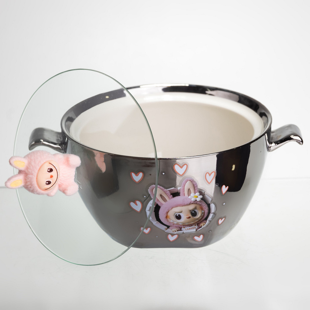 Yiwu Бульйонниця порцелянова Labubu з кришкою та ручками 800 (мл) Ø15 (см) дитяча тарілка для с Коломия - фото 4