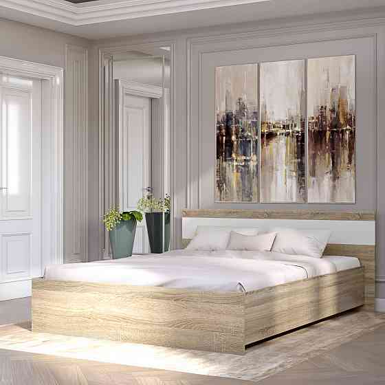 Ліжко двоспальне Еверест Соната-1600 160х200 см дуб сонома/білий (DTM-2095) Львів