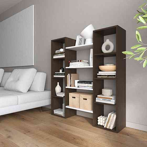 Стелаж для книг VAYS D-8 Венге Темний-Білий, сучасна полиця, ЛДСП 130×30×140 см - для дому, офісу, вітальні Львів