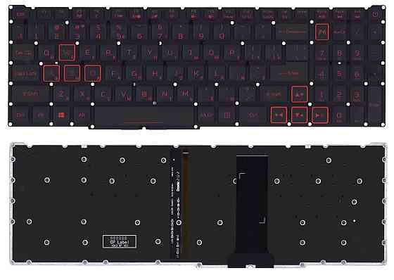 Клавиатура для ноутбука Acer Nitro 5 (AN517-41) с подсветкой (Light), Black, (узкий шлейф, красные буквы), RU Вінниця