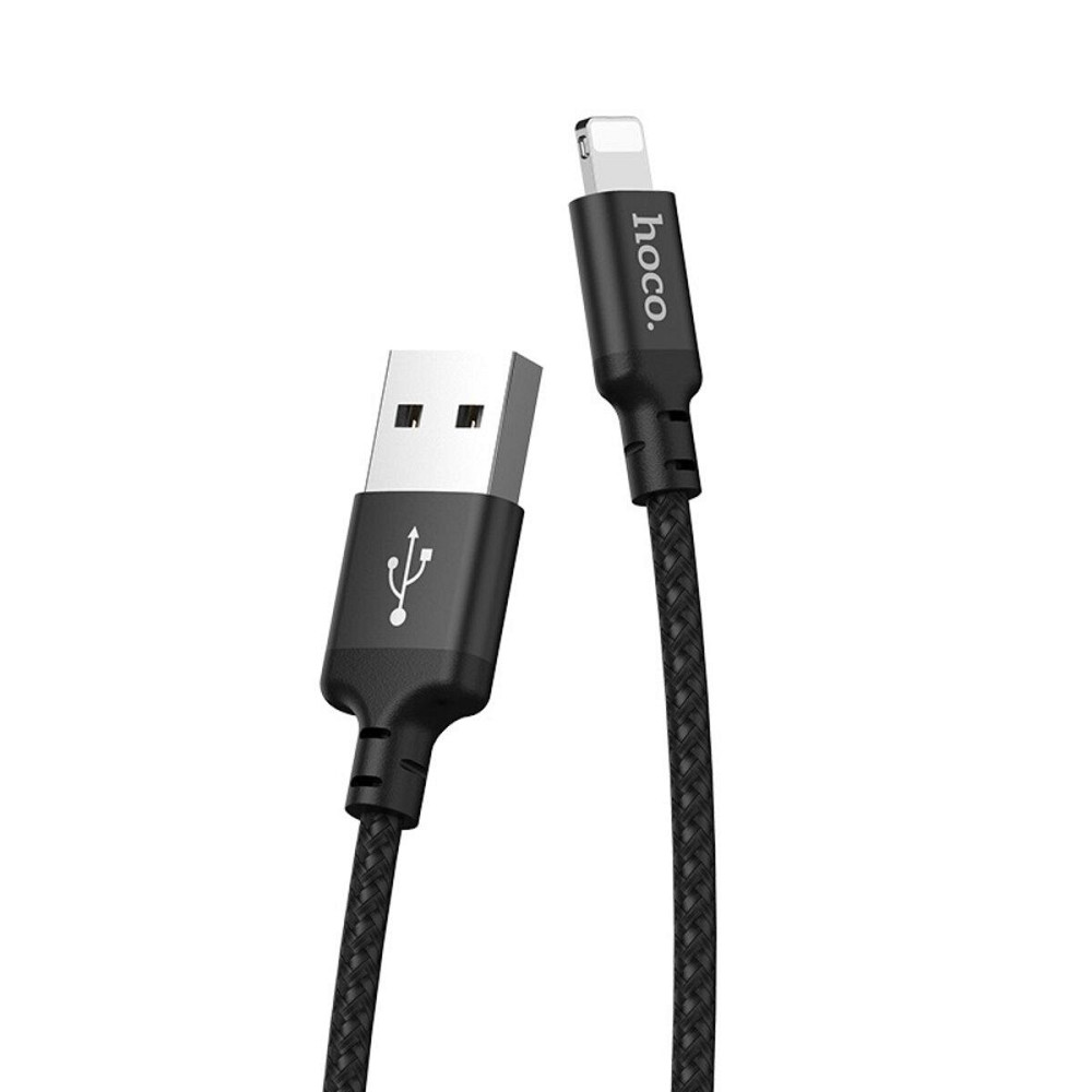 Кабель HOCO X14 USB - Lightning 2A, 1m, нейлон, алюмінієві конектори, колір чорний 6957531062820 Одеса - фото 3