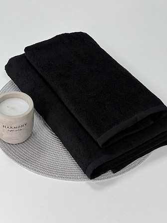 Полотенце махровое Ideal Textile 50х90 см плотное с коротким ворсом 450 г/м2 Черный Черновцы - изображение 4
