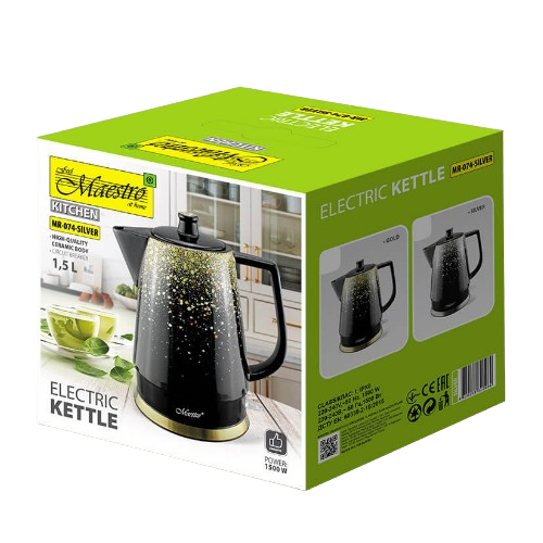 Електрочайник 1,5л кераміка (диск) сріблястий MR-074-SILVER Maestro Житомир - фото 3