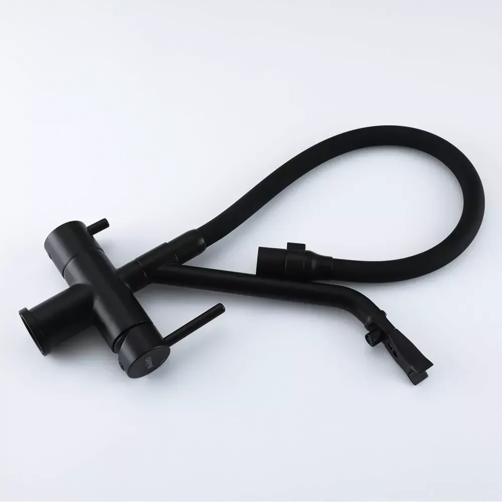 Змішувач для кухні з підключенням до фільтра GAPPO G4398-86 та гнучким виливом, чорний Київ - фото 3