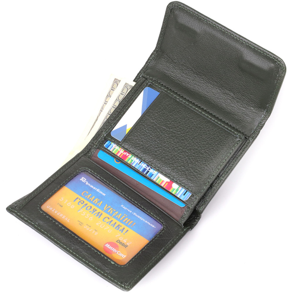 Женский кошелек среднего размера из натуральной кожи ST Leather 23074 Зеленый Киев - изображение 6