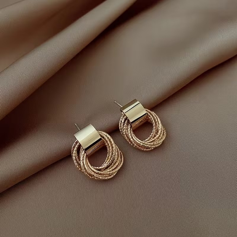 Серьги пара серёжки-пусеты золотистые минималистичный дизайн женская бижутерия серьги из железного сплава Каменец-Подольский - изображение 6