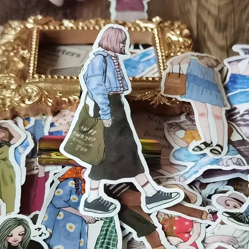 Набор стикеров модные девушки 50 шт – стильные наклейки для скрапбукинга, дневника, ноутбука и телефона Киев - изображение 1