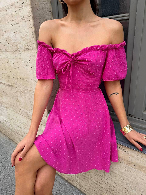 Жіноче стильне романтичне вечірнє плаття — ролекс горошок Малина, 42/44 Одеса - фото 5