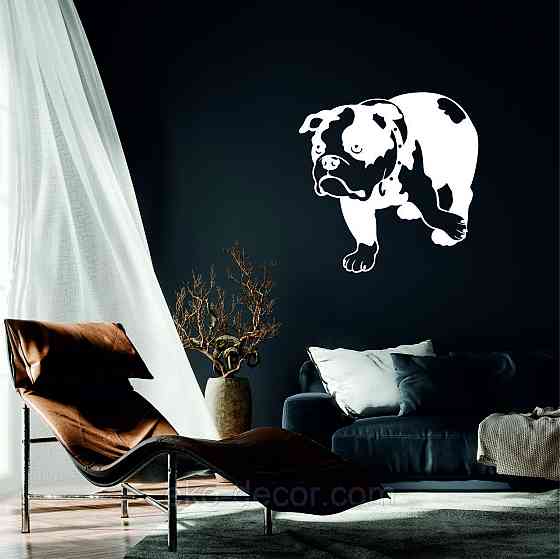 Декоративне настінне Панно «Бульдог», Декор на стіну 70*70 см, Білий Київ