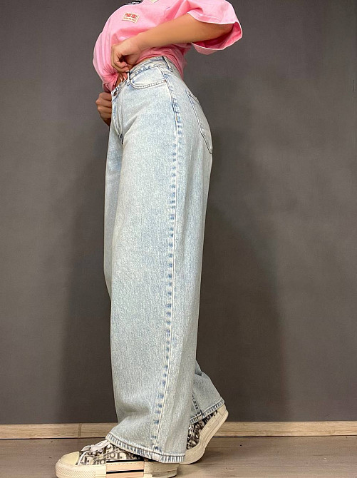 Джинсы женские I8 52452 SKATER jeans широкие бананы с высокой посадкой светло-голубые, светло-голубо Одесса - изображение 2