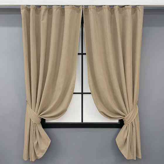 Комплект коротких штор VR-Textil Мікровелюр Petek YL № 1800ш Бежевий 130х170 см 2 шт (35-0382) Київ