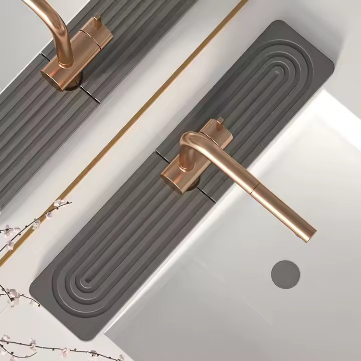 Набор для ванной комнаты и душа коврик для ног,подставка,накладка-коврик на раковину,цвет тёмно-серый Каменец-Подольский - изображение 2