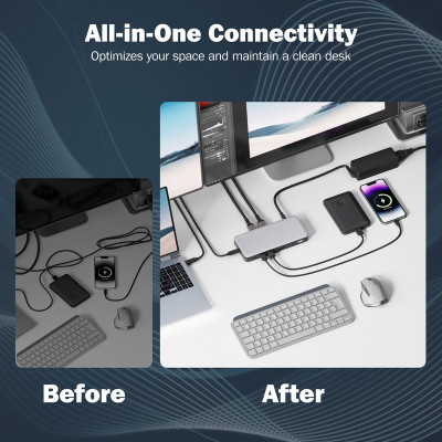 Порт-реплікатор Digitus USB-C &gt; 2xHDMI/DP/2xUSB-A/USB-C/SD/MicroSD/RJ54/DC/Audio (DA-70917) Вінниця - фото 7