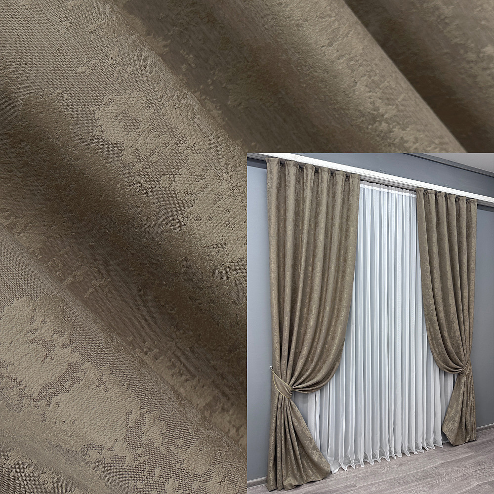 Комплект готових штор VR-Textil Жакард Sultan № 874ш Какао 150х270 см 2 шт (33-0576) Київ - фото 1