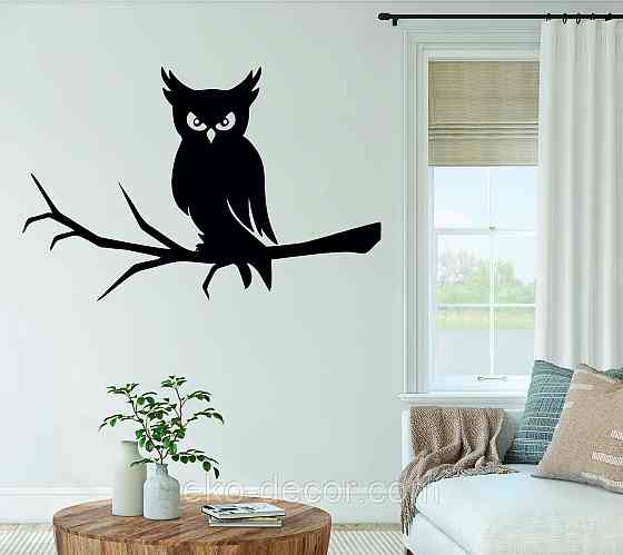 Декоративное настенное Панно «Сова», Декор на стену 90*59 см, Черный Киев