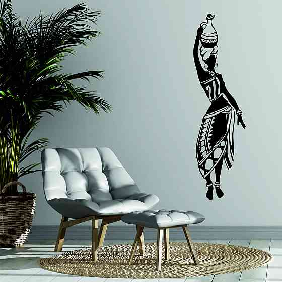 Декоративное настенное Панно «Девушка с кувшином» Декор на стену 70*20 см, Черный Киев