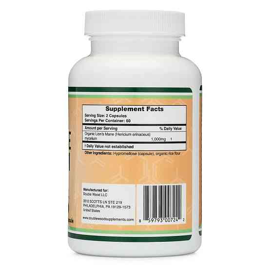 Ежовик гребенчатый Double Wood Lion's Mane Mushroom 500 mg, 120 capsules Луцк