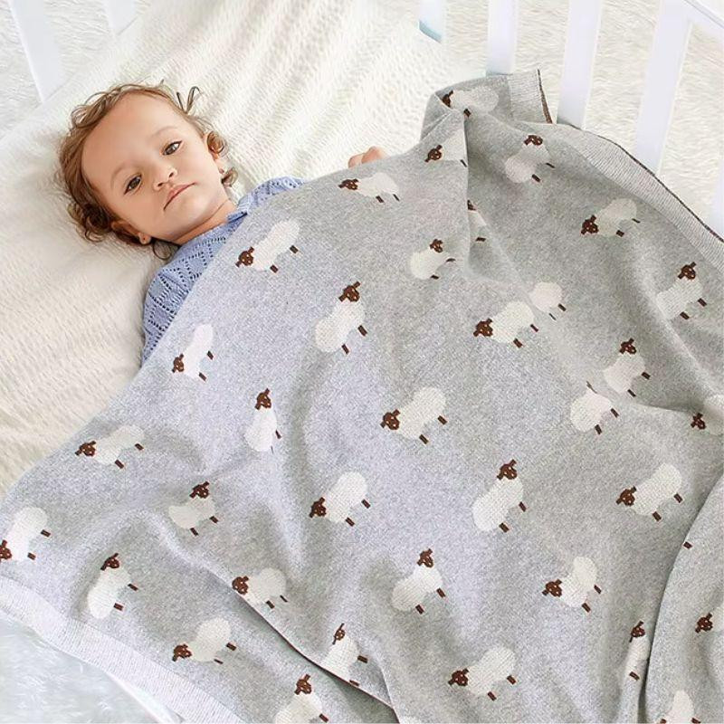 Плед Дитячий Lovely Svi Бавовна 80х100 см В'язаний Сірий Вівці (3180223) Київ - фото 4