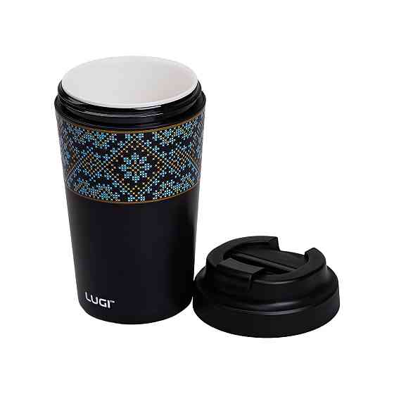 Термочашка Вышиванка с фарфоровой колбой 380 мл черная HP-14-50B Киев