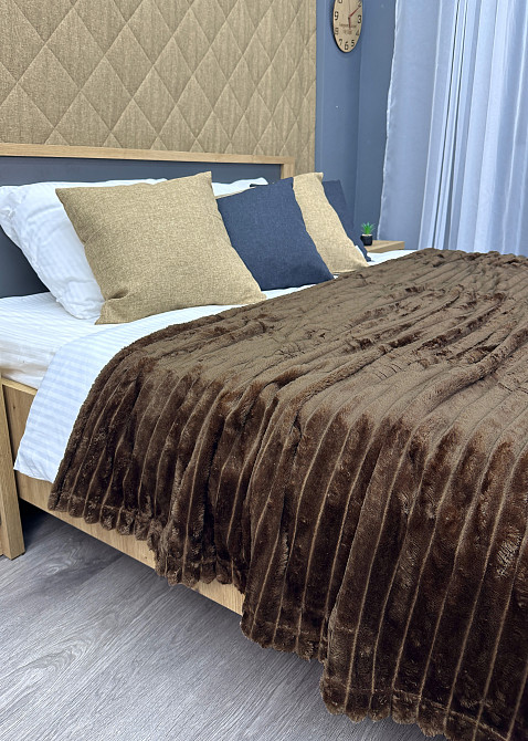 Плед-покривало смужка Шарпей 220х220 см (+-10см) Венге (87-197) Київ - фото 6