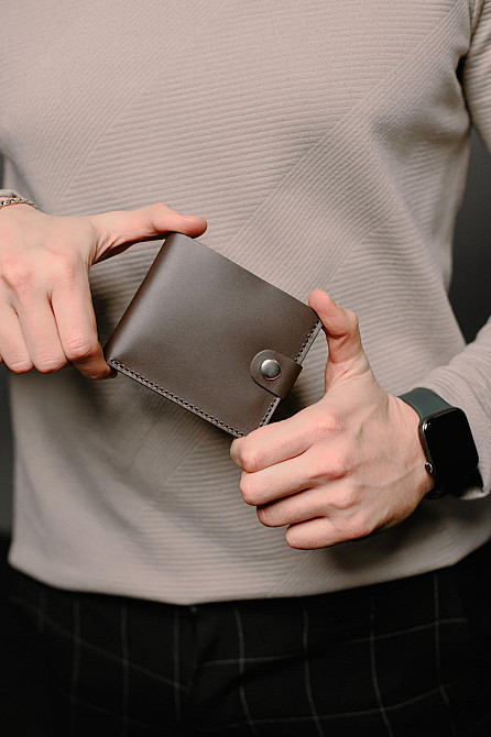 Класичний гаманець із натуральної гладкої шкіри SR001 (Коричневий) Суми - фото 1