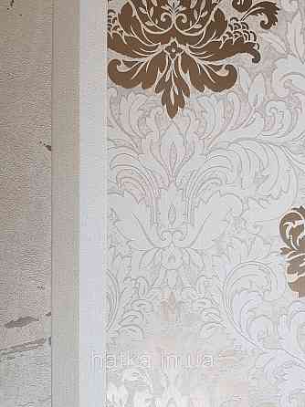 Шпалери метрові вінілові на флізелін Marburg Villa Romana класика вензелі завитки золотисті білі бежеві Київ
