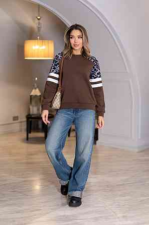 Теплий жіночий світшот "Today" | Батал Шоколадний, 50-52 Київ