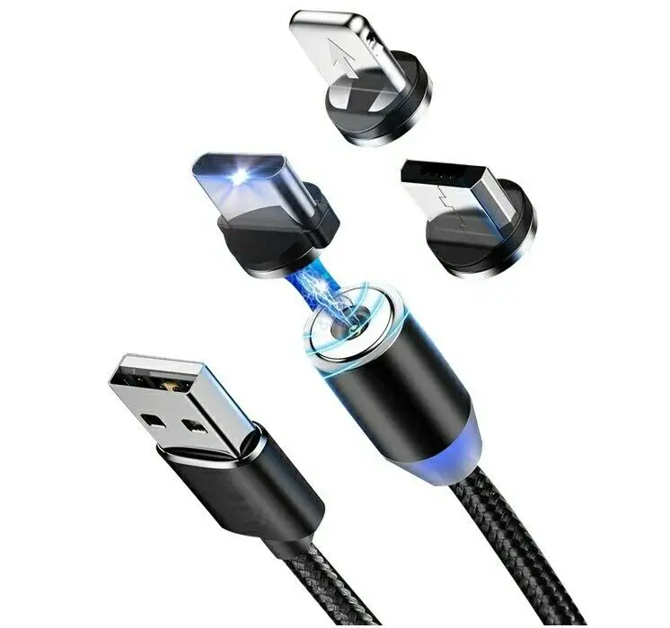 Магнітний кабель для зарядки телефону та планшету 3в1 з круглими роз'ємами (Micro, Lightning, Type-C) M3 Одеса - фото 1