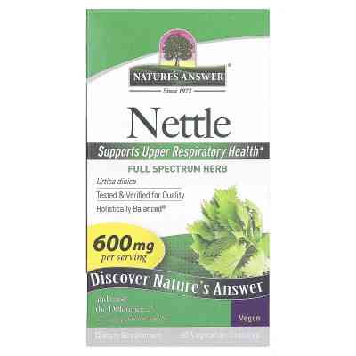 Трави Nature&apos;s Answer Кропива, 600 мг, Nettle, 90 вегетаріанських капсул (NTA-16306) Вінниця