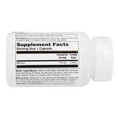Вітамін Solaray Вітамін B2, 100 Мг, 100 капсул (SOR04327) Вінниця - фото 2