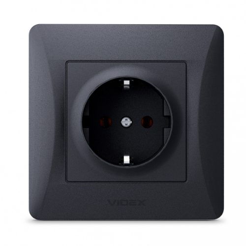 BINERA чорний графіт Розетка внутрішня 1-а із заземленням Videx Житомир - изображение 7