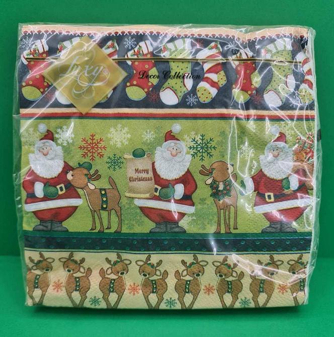 Новогодняя бумажная салфетка (ЗЗхЗЗ, 20шт) LuxyНГ Рождественский пересчет(1239) (1 пачка) Харьков - изображение 1