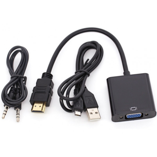Перехідник HDMI M -> VGA F (з аудіо інтерфейсом), кабель 20см. OEM (S0223) Київ - фото 1
