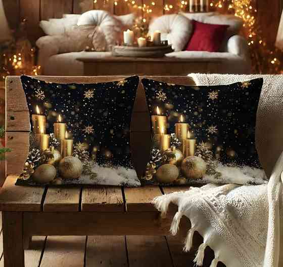 Комплект новорічних наволочок на подушки 2 шт Смела