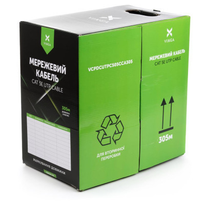 Кабель сетевой Vinga UTP Cat5e CCA 4 pairs 305 m (VCPDCUTPC505CCA305) Винница - изображение 2