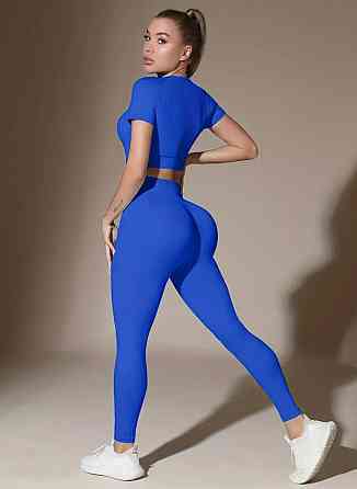 Жіночий костюм для фітнесу спортивний з топом S синій Київ