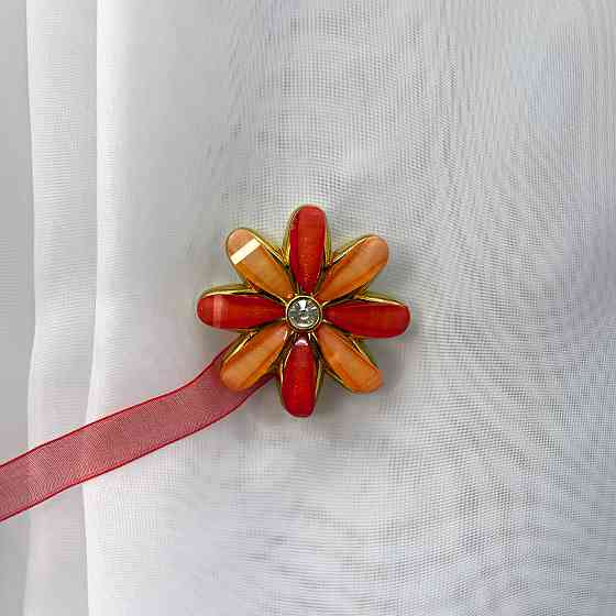 Магніти для штор та гардин "Квітка" набір 2 шт Червоний з помаранчевим (81-254) Київ