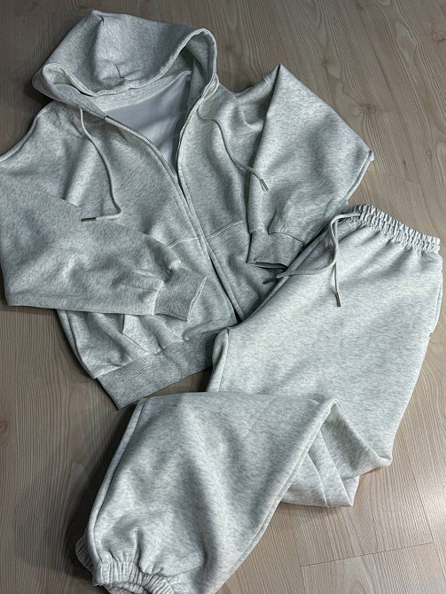 Костюм жіночий A-N 27066 спортивний оверсайз худі на блискавці та джогери сірий, сірий, M Київ - фото 6