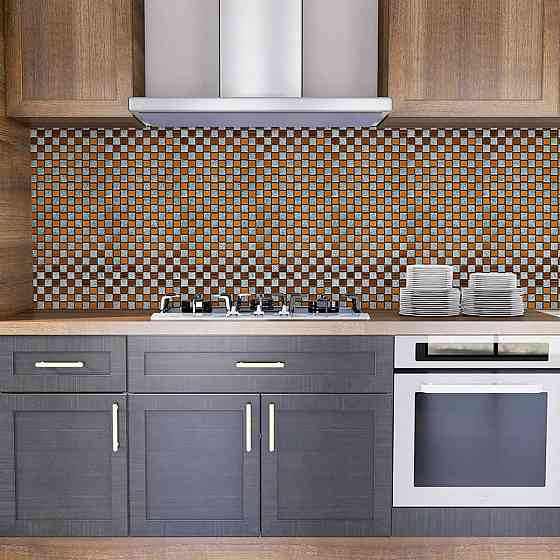 Мозаика из декоративного стекла 298х298х4,5мм Серый+оранж SW-00002361 Киев