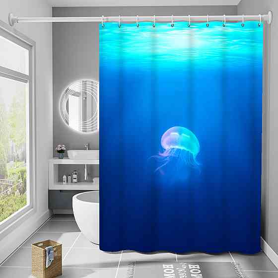 Шторка для ванны из полиэстера водонепроницаемая Bathlux 180x180 см с кольцами, занавеска для ванной комнаты Каменец-Подольский