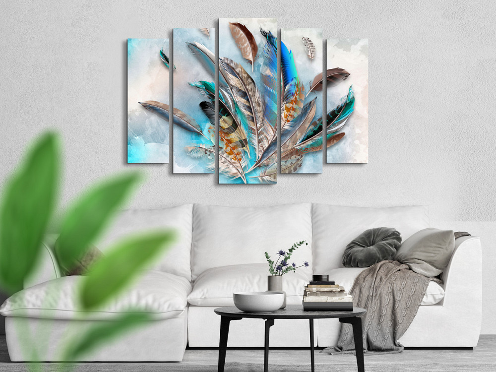 Модульная картина в гостиную / спальню Абстракция цветные Перья Art-452_5 ( 80х118см ) Киев - изображение 2