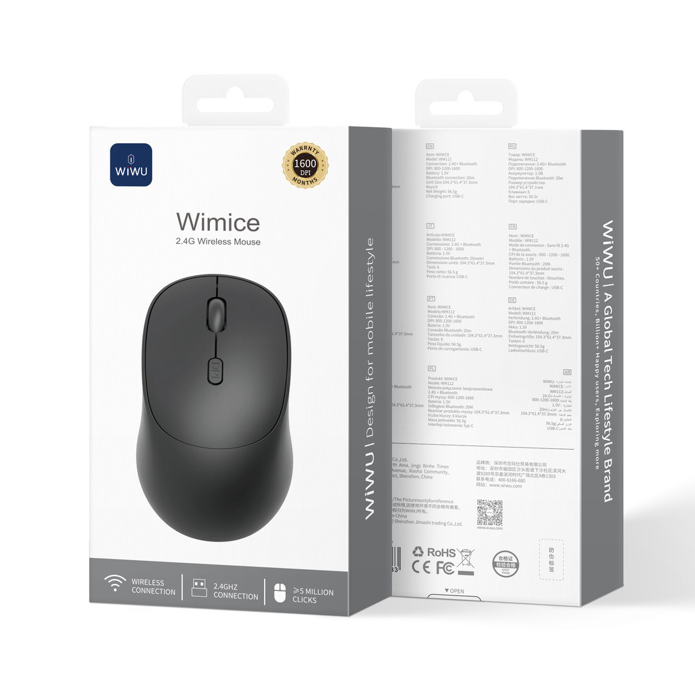 Маніпулятор миша бездротова WIWU 2.4G Wireless Mouse WM112 Black Одеса - фото 2