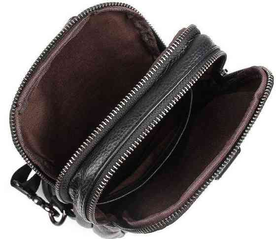 Сумка мужская кожаная в зернистой коже через плечо Vintage 14950 Черная Киев