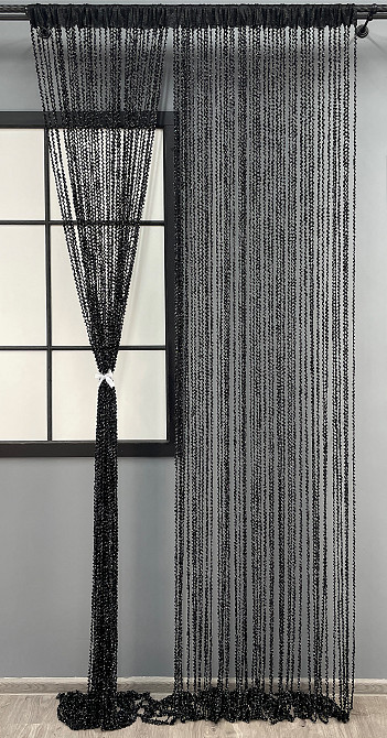 Шторы-нити спираль с люрексом Черный 300х300см 1 шт (61-067) Киев - изображение 2
