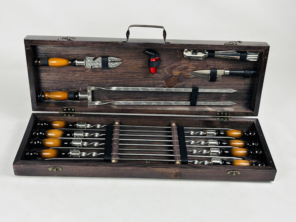 Подарунковий набір шампурів в дерев'яному кейсі для пікніка ПАТРІОТ HAPPY DAYS Тернопіль - фото 2