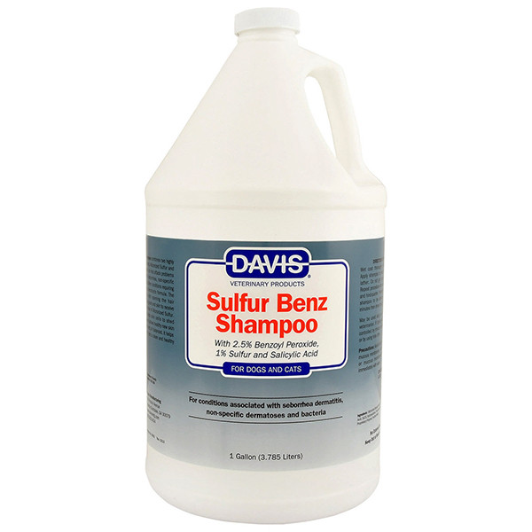 Davis Sulfur Benz Shampoo ДЕВІС СУЛЬФУР БЕНЗ дерматокосметичний шампунь з 2,5% бензоїл пероксидом для собак і котів із захворюваннями шкіри Київ - фото 1