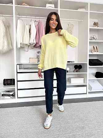 Жіночий базовий теплий повсякденний оверсайз светр 100% акрил Лимонний Одеса