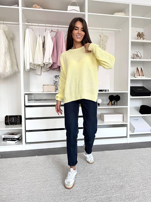 Женский базовый теплый повседневный оверсайз свитер 100% акрил Лимонный Одесса - изображение 6