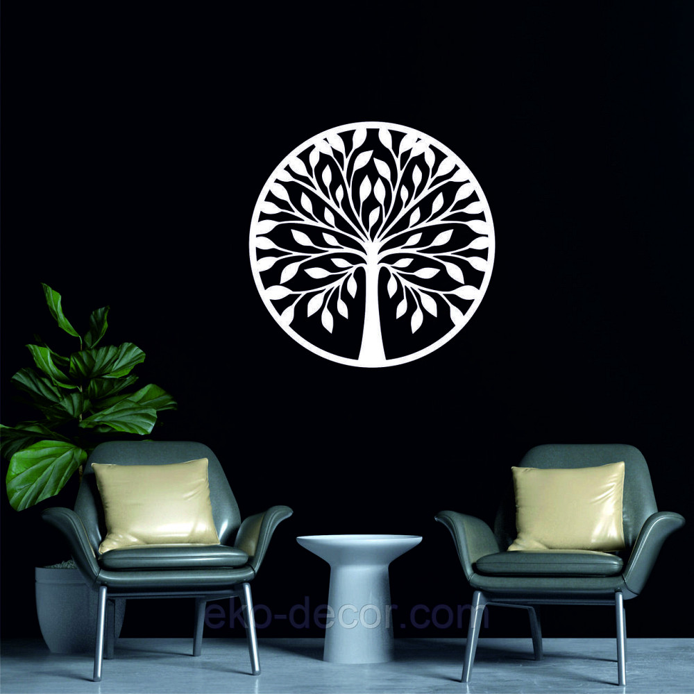 Декоративное настенное 3D Панно «Дерево в кругу» Декор на стену с объемом 70*70 см, Белый Киев - изображение 6